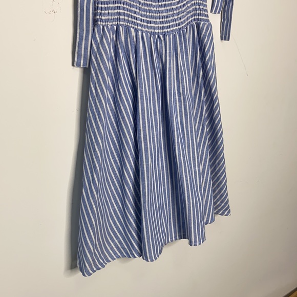 NWOT 100% Cotton Stripe Tank Smocked Dress with Tie Up Shoulder Straps - Picture 3 of 10